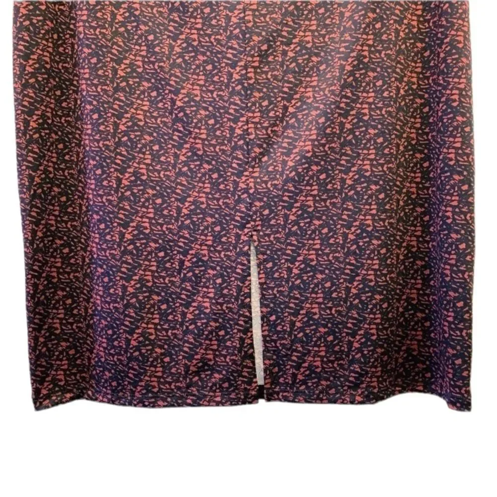 Halogen Abstract Print Tie Front Pencil Skirt In Multi Brown/Black, Size 3X